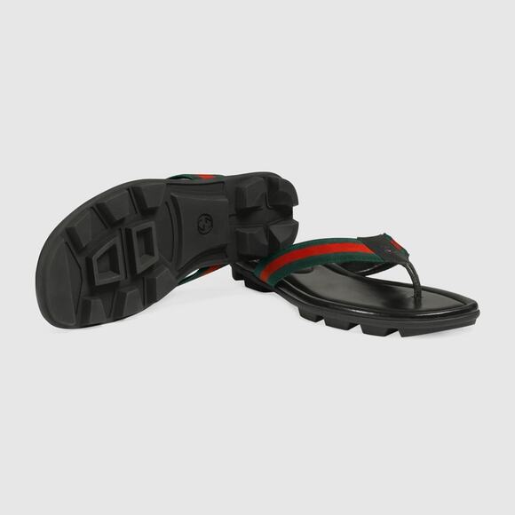 Gucci Web and Leather Thong Sandal - Picture 5 of 7